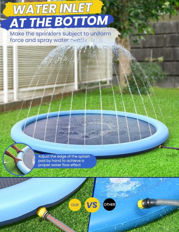 67inch Dog Splash Pad Non-Slip,Medium Pet Dogs Cool Sprinkler Pool Heavy Duty Splash Pads for Kiddie Baby Wading Pool Summer Outdoor Play Water Fun Toy Gift Easy to Use/Clean - Image 5