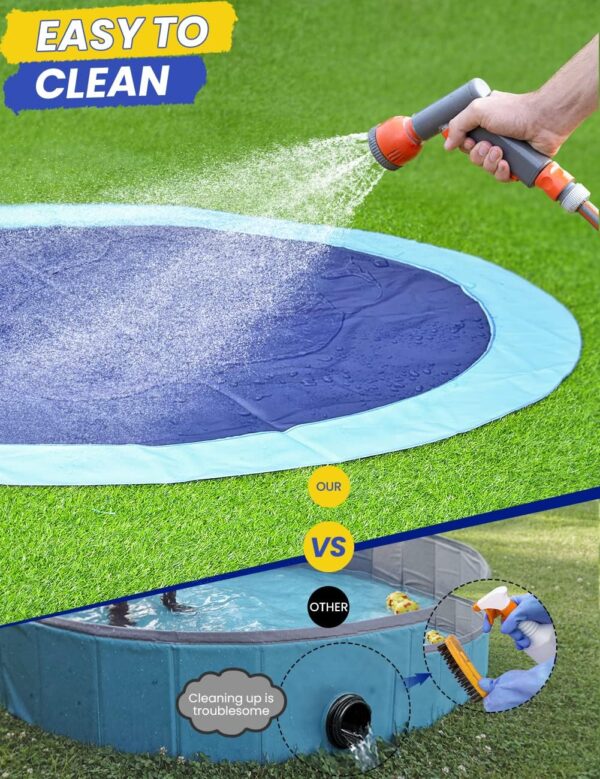 67inch Dog Splash Pad Non-Slip,Medium Pet Dogs Cool Sprinkler Pool Heavy Duty Splash Pads for Kiddie Baby Wading Pool Summer Outdoor Play Water Fun Toy Gift Easy to Use/Clean - Image 6