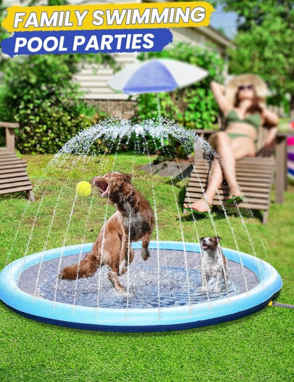 67inch Dog Splash Pad Non-Slip,Medium Pet Dogs Cool Sprinkler Pool Heavy Duty Splash Pads for Kiddie Baby Wading Pool Summer Outdoor Play Water Fun Toy Gift Easy to Use/Clean - Image 7