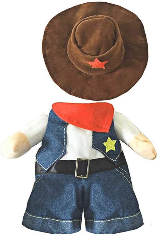 NACOCO Cowboy Dog Costume with Hat Dog Clothes Halloween Costumes for Cat and Small Dog (Small) Blue - Image 4