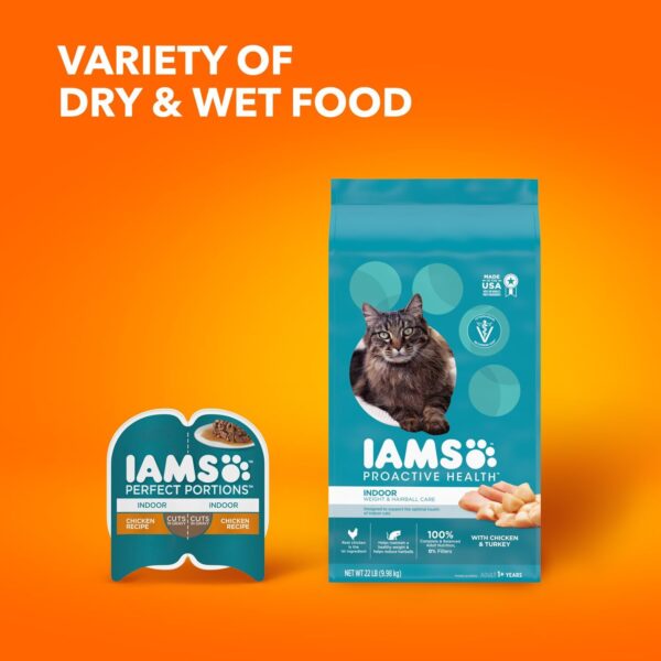 IAMS Proactive Health Indoor Weight Control & Hairball Care Adult Dry Cat Food with Chicken & Turkey, 22 lb. Bag - Image 12