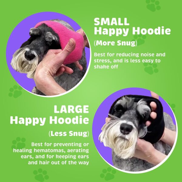 Happy Hoodie The Original Calming Band for Dogs & Cats - for Anxiety Relief – Noise Canceling for Fireworks, Thunderstorms, Pet Grooming & Force Drying - Dog Calming Aid Since 2008 (XS, Pink) - Image 5