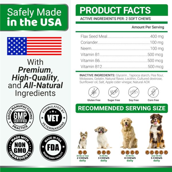 Flea and Tick Prevention for Dogs Chewables - 170 Treats - Natural Dog Flea and Tick Treatment Chewable - Flea and Tick Chews for Dogs - Soft Oral Flea Pills for Dogs - All Breeds & Ages - Made in USA - Image 6