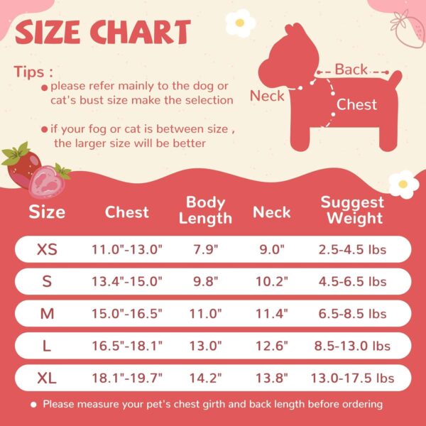 Dog Dresses for Small Dogs Girl Female Dog Clothes Cat Clothes Cat Dress Cute Cotton Extra Small Summer Clothes Bow Decor Printed Strawberry Dog Birthday Outfit Small Puppy Clothes Pink XL - Image 5