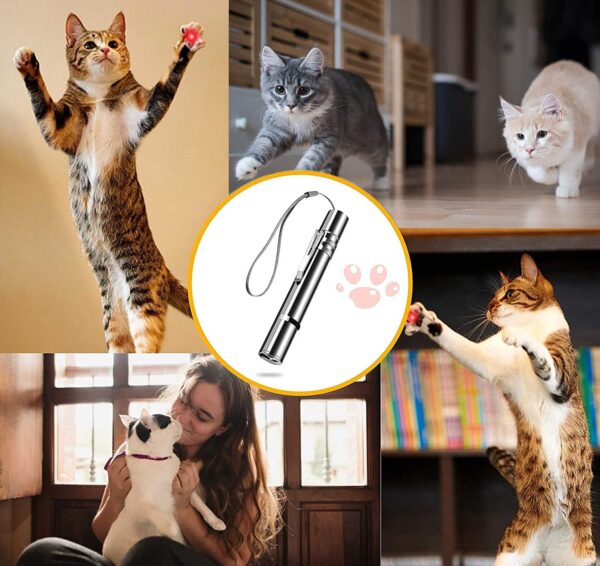 Cat Toys,Laser Pointer Cat Toy,Cat Pointer Toy,Long Range 7 Modes Lazer Projection Playpen for Kitten Outdoor Pet Chaser Tease Stick Training Exercise,USB RechargeSmall Laser Presentation Clicker Pen - Image 5