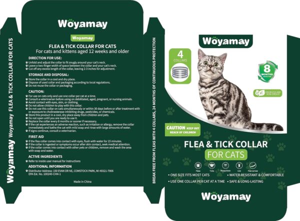 4 Pack Flea Collar for Cats, Cat Flea and Tick Treatment, 8 Months Protection Flea and Tick Prevention for Cats, Waterproof Cat Flea Collar, Adjustable Cat Flea and Tick Collar for Cats Kittens, Black - Image 9