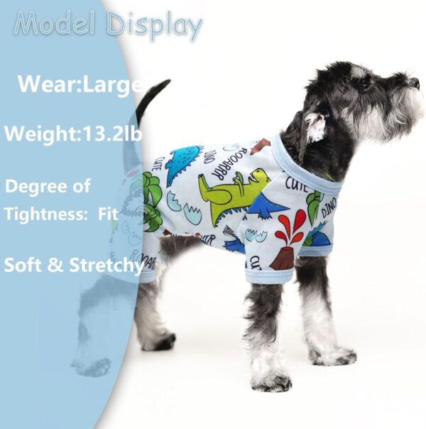 Dog Pajamas Spring Summer Dog Clothes for Small Medium Dogs Girl Boy Cute Soft Puppy Pjs Clothes Doggie Onesies Cat Pet Jammies Outfit (Blue Dinosaur, X-Small) - Image 2