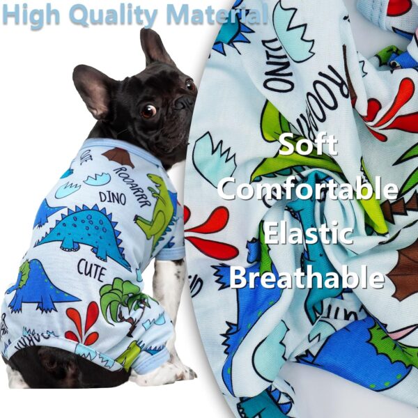 Dog Pajamas Spring Summer Dog Clothes for Small Medium Dogs Girl Boy Cute Soft Puppy Pjs Clothes Doggie Onesies Cat Pet Jammies Outfit (Blue Dinosaur, X-Small) - Image 4