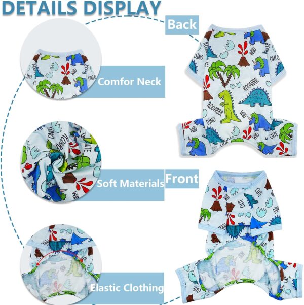 Dog Pajamas Spring Summer Dog Clothes for Small Medium Dogs Girl Boy Cute Soft Puppy Pjs Clothes Doggie Onesies Cat Pet Jammies Outfit (Blue Dinosaur, X-Small) - Image 5