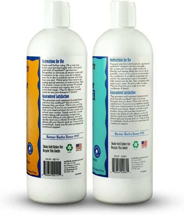 earthbath, Oatmeal & Aloe Dog Shampoo and Conditioner - Oatmeal Shampoo for Dogs, Itchy, Dry Skin Relief, Dog Wash, Made in USA, Dog Conditioner, Pet Shampoos - Vanilla & Almond, 16 Oz (1 Set) - Image 3