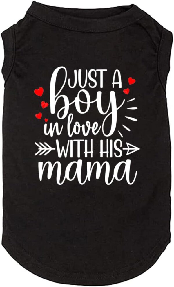 Dog Clothes Just a Boy in Love with Mama Shirts Pet Supplies Vest Small Medium Large Dog Apparel Parent-Child Suit (Large, Boy-Black)