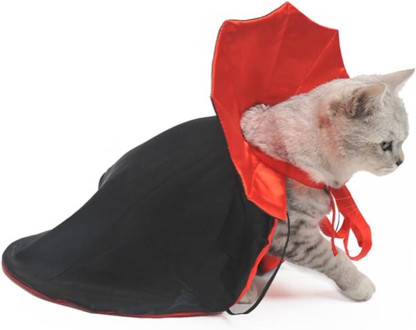 Dog Cat Vampire Cloak Costume, Pet Halloween Cape for Small Medium Dogs Cats Puppy - Image 2