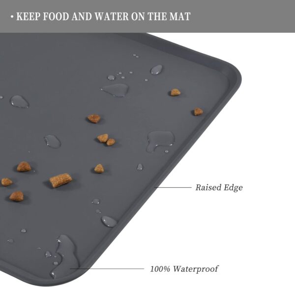 Reopet Silicone Pet Feeding Mat, Waterproof Dog Cat Food Mat with Raised Edges, Dog Cat Water Bowl Placemats, Dog Cat Feeding Mats for Food and Water Prevent Spill, Multiple Colors & Sizes for Pets - Image 4