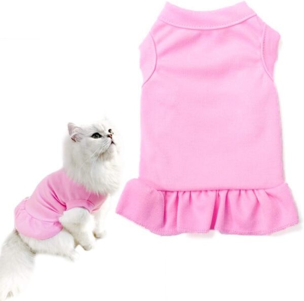 Dog Skirt Shirts, Puppy Dresses for Small Dogs Girls, Pet Clothes Doggy Apparel, Comfortable Summer Shirt Beach Wear Clothing, Outfits for Medium Dog, Kitty Cats, Cotton Tops (Pink S)