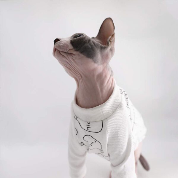 Sphynx Hairless Cat Cute Breathable Summer Cotton T-Shirts Milk Bottle Pattern Pet Clothes,Round Collar Vest Kitten Shirts Sleeveless, Cats & Small Dogs Apparel (M (4-5.5 lbs), Milk-White) - Image 5