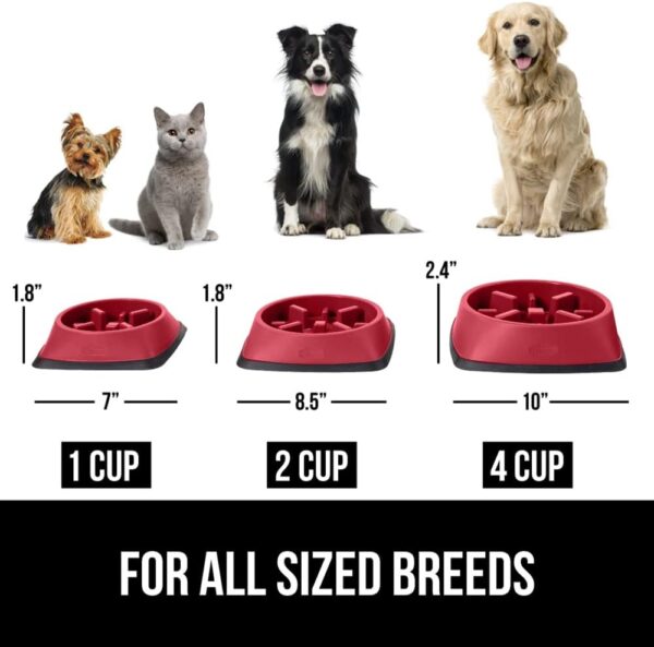 Gorilla Grip Slow Feeder Dog and Cat Bowls, Interactive Puzzle Toy for Dogs and Cats Food Training, Keeps Pets Busy and Prevents Puppy Overeating, Large, Small Breeds, 100% BPA Free, 1 Cup Red - Image 6