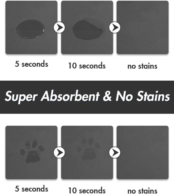 Pet Feeding Mat-Absorbent Quick Dry Dog Mat for Food and Water Bowl-No Stains Easy Clean Dog Water Dispenser Mat-Dog Accessories-Cat Dog Feeding&Watering Supplies-Dog Water Bowl Mat for Messy Drinkers - Image 2