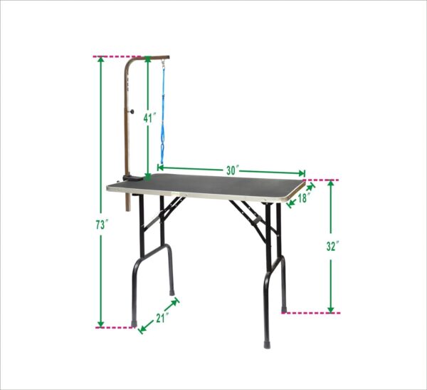 Go Pet Club 30-Inch Dog Grooming Table, Adjustable Arm Foldable Non-Slip Top, Rust-Proof, Waterproof, Warp-Free Trimming Table for Pets, Black - Image 3