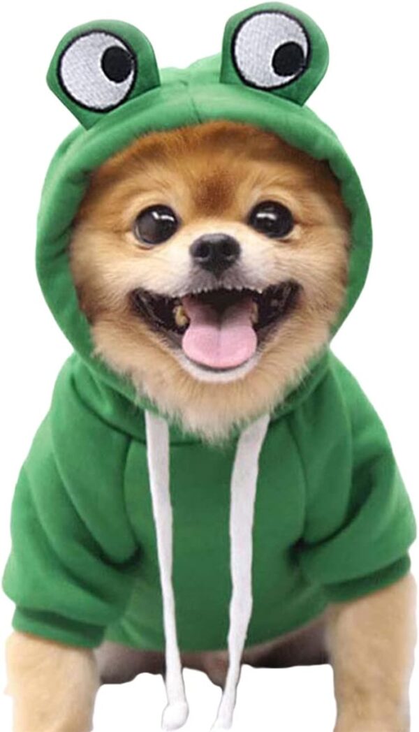 XIAOYU Pet Clothes Dog Hoodies Warm Sweatshirt Coat Puppy Autumn Winter Apparel Jumpsuit with Eye Hood, Frog, M