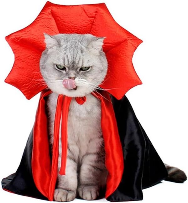 Dog Cat Vampire Cloak Costume, Pet Halloween Cape for Small Medium Dogs Cats Puppy