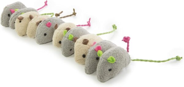 SmartyKat Skitter Critters Value Pack Catnip Cat Toys - Gray/Cream, Set of 10 - Image 2