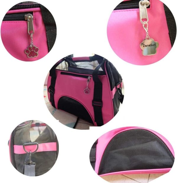 Cat Carrier,Soft-Sided Pet Travel Carrier for Cats,Dogs Puppy Comfort Portable Foldable Pet Bag Airline Approved (Small Rosered) - Image 3