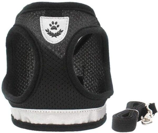 FEimaX Dog Harness and Leash Set for Walking, Soft Mesh Adjustable Easy Control Lightweight Cat Vest Harnesses with Reflective Strips, Escape Proof Small Dogs Cats Vests (Black, X-Small) - Image 2