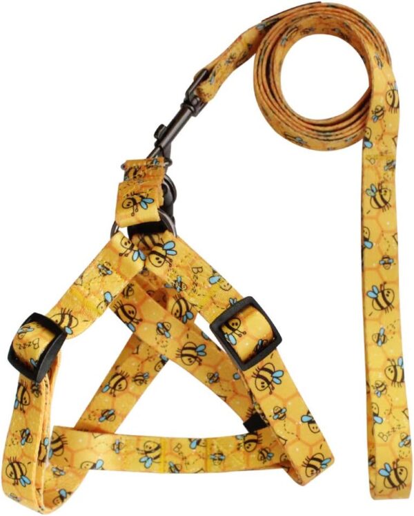 QQPETS Dog Harness Leash Set Adjustable Heavy Duty No Pull Halter Harnesses for Small Medium Large Breed Dogs Back Clip Anti-Twist Perfect for Walking (S(14"-20" Chest Girth), Yellow Bee) - Image 5