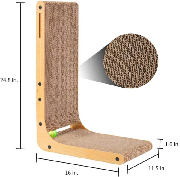 Cat Scratcher, Cat Scratchers for Indoor Cats, Cardboard Cat Scratch Pad with Ball Toy, Large L Shape Cat Scratchers Cardboard, Protecting Furniture Cat Scratch Pad - Image 5