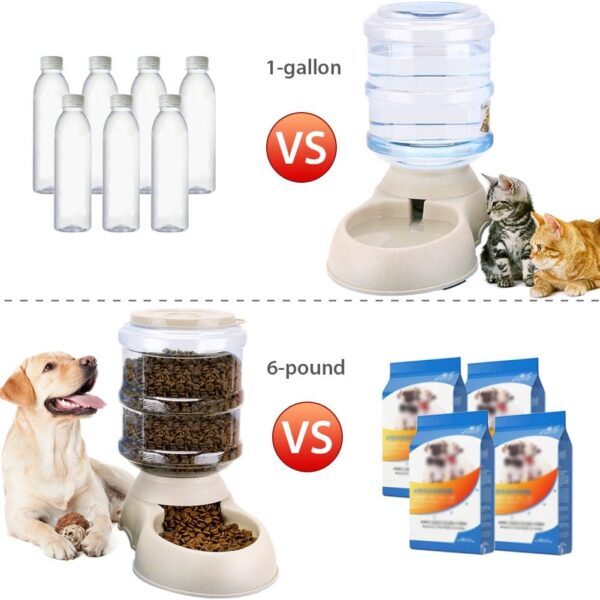 2 Pack Automatic Cat Feeder and Water Dispenser in Set Gravity Food Feeder and Waterer with Pet Food Mat for Small Medium Dog Pets Puppy Kitten Big Capacity 1 Gallon x 2 - Image 3