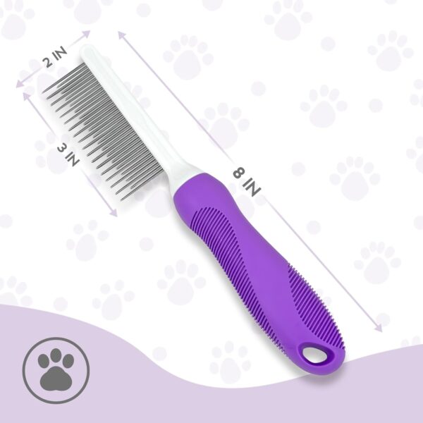 Detangling Pet Comb for Dog & Cat, Grooming Comb with Long & Short Stainless Steel Teeth, Safely Remove Knots & Tangles for Healthy Shiny Coat, Gentle Effective Detangling Tool for Pet Hair - Image 8