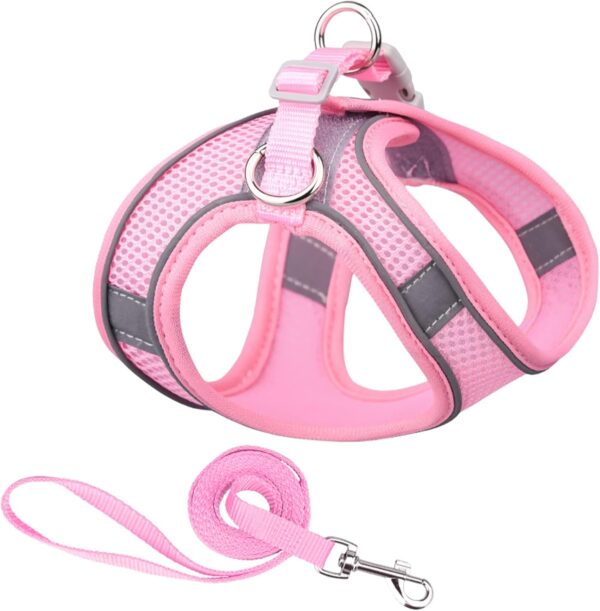 Soft Small Dog Harness and Leash Set Step in Air Mesh Puppy Harness Leash Easy Walk Dog Harness Vest Adjustable Reflective No Pull Dog Harnesses for Small Dogs Cats (Pink,XXS) - Image 8