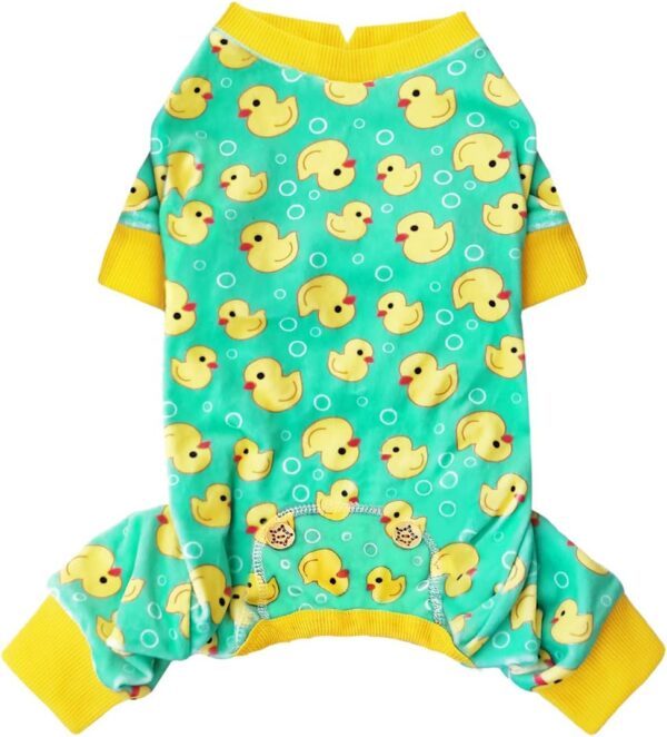 KYEESE Dogs Pajamas Yellow Duck for Small Dogs Soft Material Stretchable Dog Jammies Cat Pajamas Dog Apparel