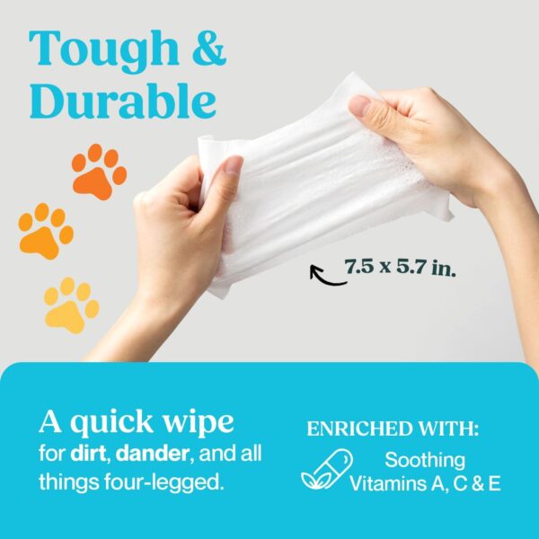 Pet Paws, Ears, Fur, Butt, and Eye Ducts Wipes for Dogs, Cats, Kittens & Puppies! No-Rinse Solution, Gentle & Deodorizing, Hypoallergenic Eco-Friendly, Unscented 30 Count [2-Pack] - Image 6