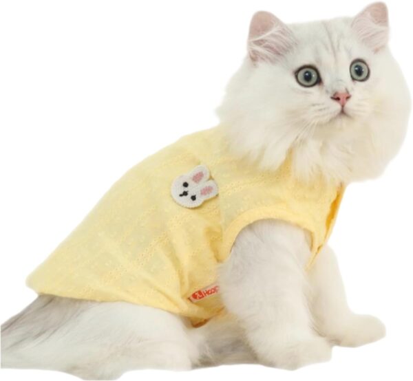 Cute Cat Apparel Breathable Adorable Kitten T-Shirt No Sleeves Relief All Season Cats Clothes for Cats Only Female Cat Clothes for Kitten (Medium, Yellow)