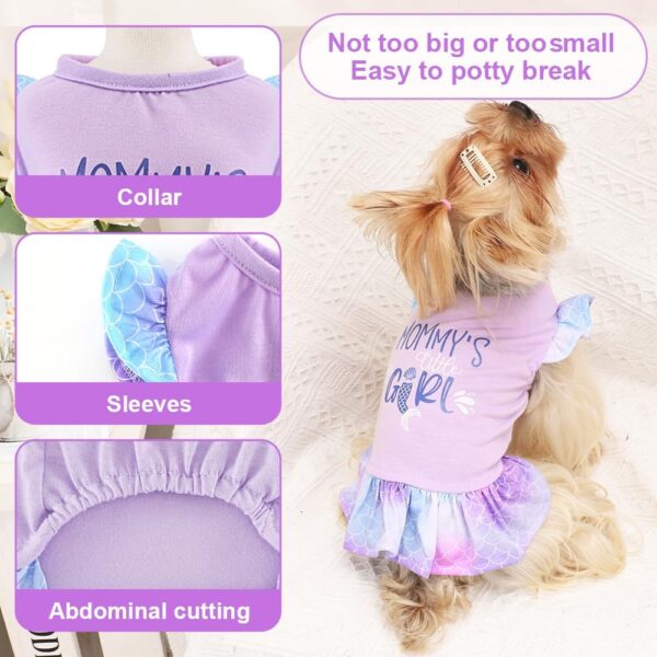 Yikeyo Dog Clothes Girl Dog Dress Small Dogs Puppy Dresses Pet Dress Shirt Female Yorkie Chihuahua Cat Apparel Birthday Party Costume Mermaid Princess Outfit(Purple，XS) - Image 4