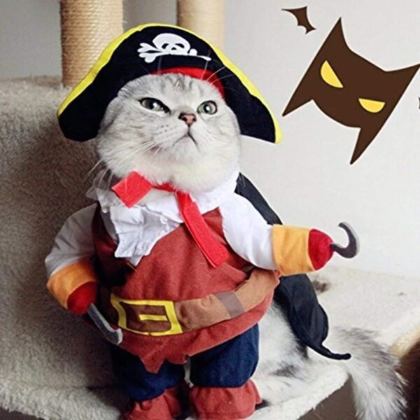 Idepet New Funny Pet Clothes Pirate Dog Cat Costume Suit Corsair Dressing up Party Apparel Clothing for Cat Dog Plus Hat (Medium) - Image 3