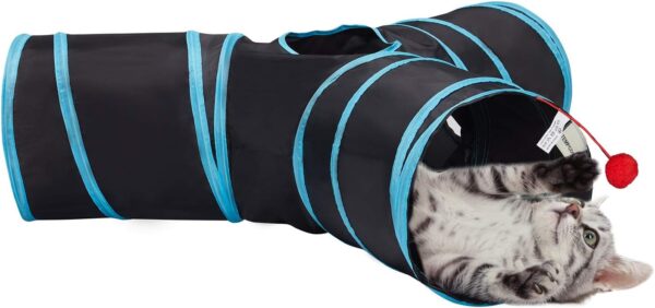 Pet Cat Tunnel Tube Toys 3 Way Collapsible, Tunnels for Indoor Cats，Kitty Bored Peek Hole Toy Ball Cat, Puppy, Kitty, Kitten, Rabbit - Image 2