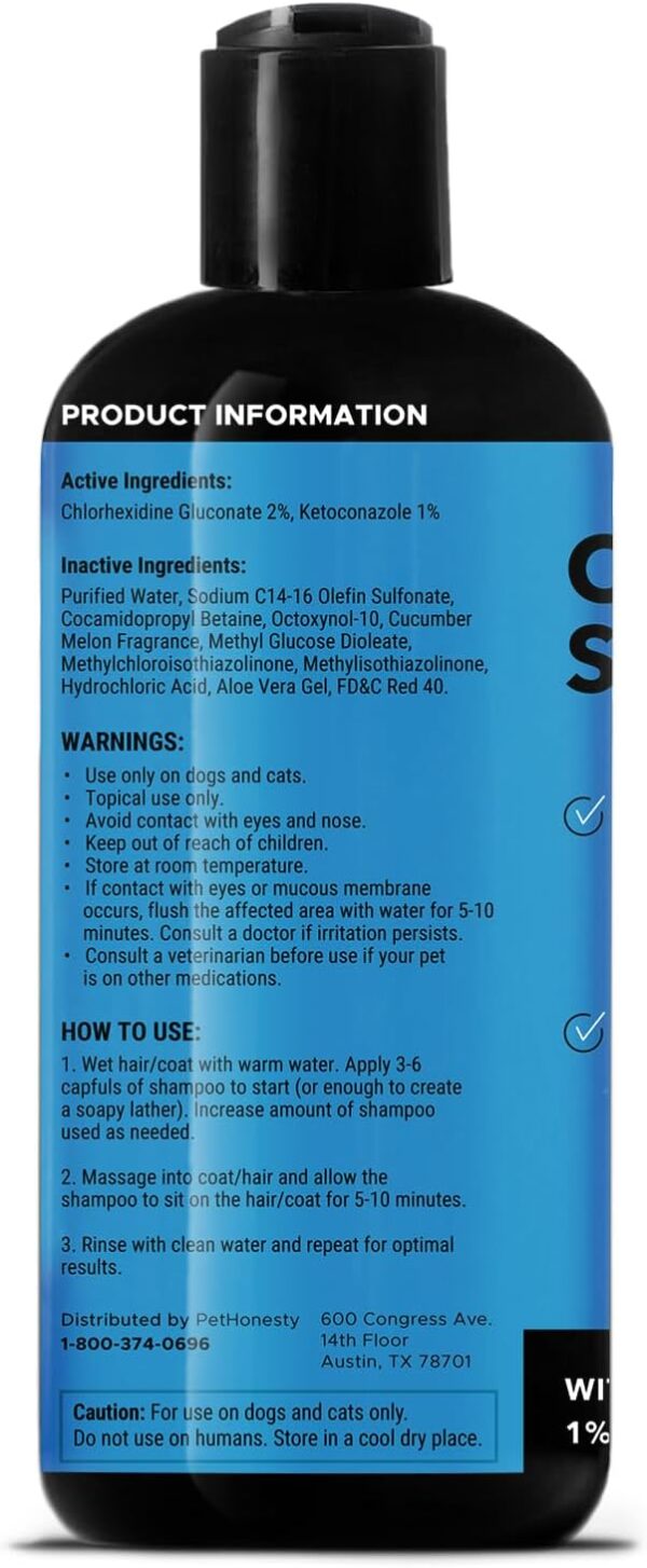 Pet Honesty Chlorhexidine Cat & Dog Anti-itch Shampoo, for Allergies, Itching, Dog Skin and Coat Supplement, Helps Shedding, Hot Spots, Deodorizing Dog Shampoo, Dog Grooming Supplies,16oz - Image 6