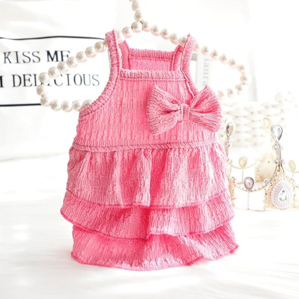 Cat Dresses for Cats Only, Pink Dog Dresses for Small Dogs Girl with Ruffles Bow Decor,Cute Summer Girl Dog Clothes,Sleeveless Small Dog Tiered Layer Cake Dress,Chihuahua Yorkie Clothes(Pink,M) - Image 5