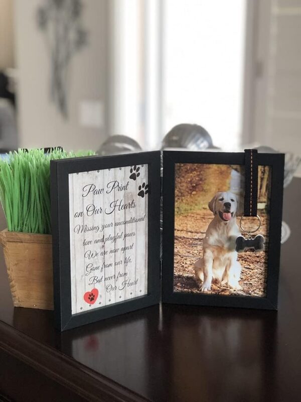 Pet Memorial 5"x7" Picture Frame for Dog or Cat with Ribbon and Tag - Features a Folding Photo Frame and Sympathy Poem - Loss of Pet Thoughtful Folding Gift - Image 3