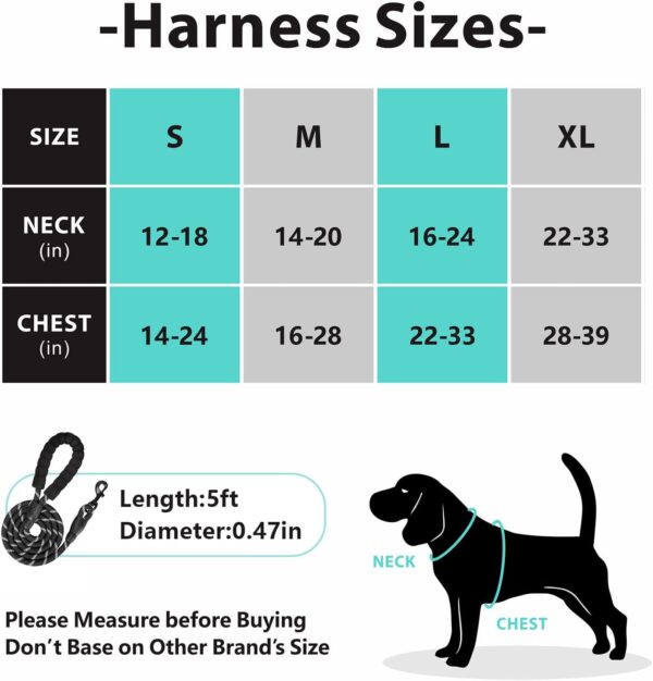 PoyPet Dog Harness and Leash Combo, Escape Proof No Pull Vest Harness, with 5 Feet Leash, Reflective Adjustable Soft Padded Pet Harness with Handle for Small to Large Dogs(Black,M) - Image 6