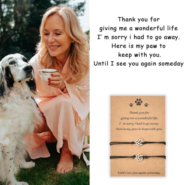 Memorial Gifts Bracelet for Pet Loss of Dog Sympathy Gift Paw Print Friendship Bracelets for 2 Remembrance Gifts for Cat Passing Away Gifts for Cat Lovers Bereavement Gifts for Dog Lover Memory Gifts - Image 3