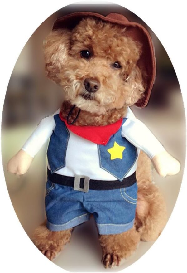 NACOCO Cowboy Dog Costume with Hat Dog Clothes Halloween Costumes for Cat and Small Dog (Small) Blue - Image 6