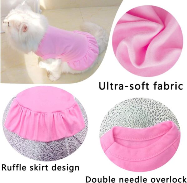 Dog Skirt Shirts, Puppy Dresses for Small Dogs Girls, Pet Clothes Doggy Apparel, Comfortable Summer Shirt Beach Wear Clothing, Outfits for Medium Dog, Kitty Cats, Cotton Tops (Pink S) - Image 3