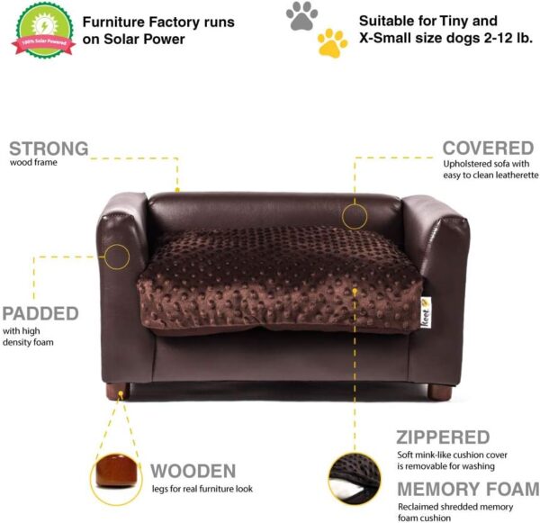 Keet Fluffy Deluxe Pet Bed Sofa Chocolate Small - Image 5