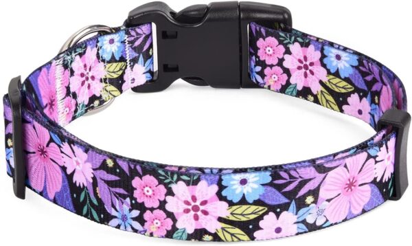 Dog Collar with Bohemia Floral Tribal Geometric Patterns - Soft Ethnic Style Collar Adjustable for Small Medium Large Dogs(Floral Pink,M) - Image 2