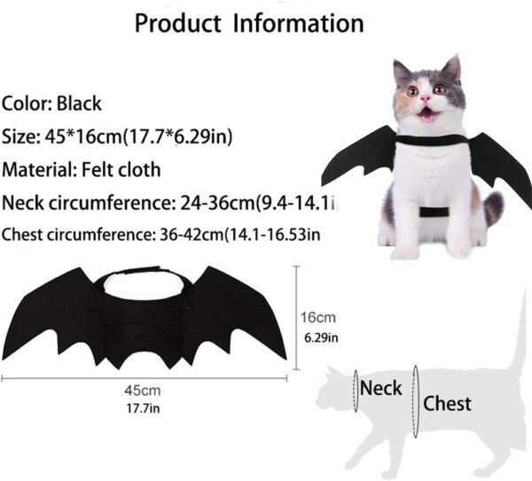 Pet Cat Bat Wings for Halloween Party Decoration, Puppy Collar Leads Cosplay Bat Costume,Cute Puppy Cat Dress Up Accessories - Image 3