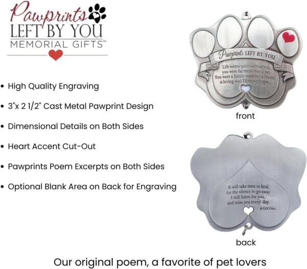 Pet Memorial Wind Chime - 18" Metal Casted Pawprint Wind Chime - A Beautiful Remembrance Gift for a Grieving Pet Owner - Includes Pawprints Left by You Poem Card - Image 4