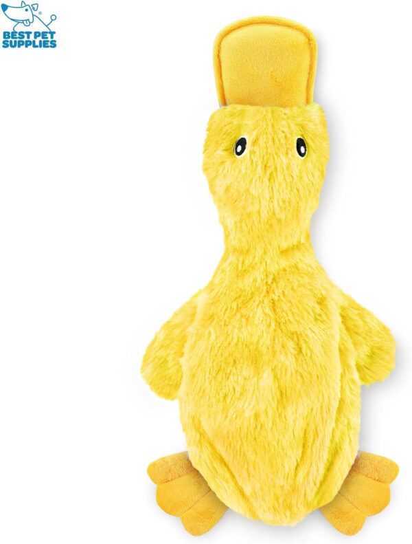 Best Pet Supplies Crinkle Dog Toy for Small, Medium, and Large Breeds, Cute No Stuffing Duck with Soft Squeaker, Fun for Indoor Puppies and Senior Pups, Plush No Mess Chew and Play, Large, Yellow - Image 2